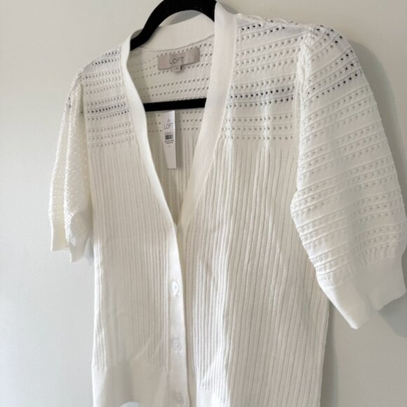 NBW  Loft White Short Sleeve Cardigan - Picture 1 of 3